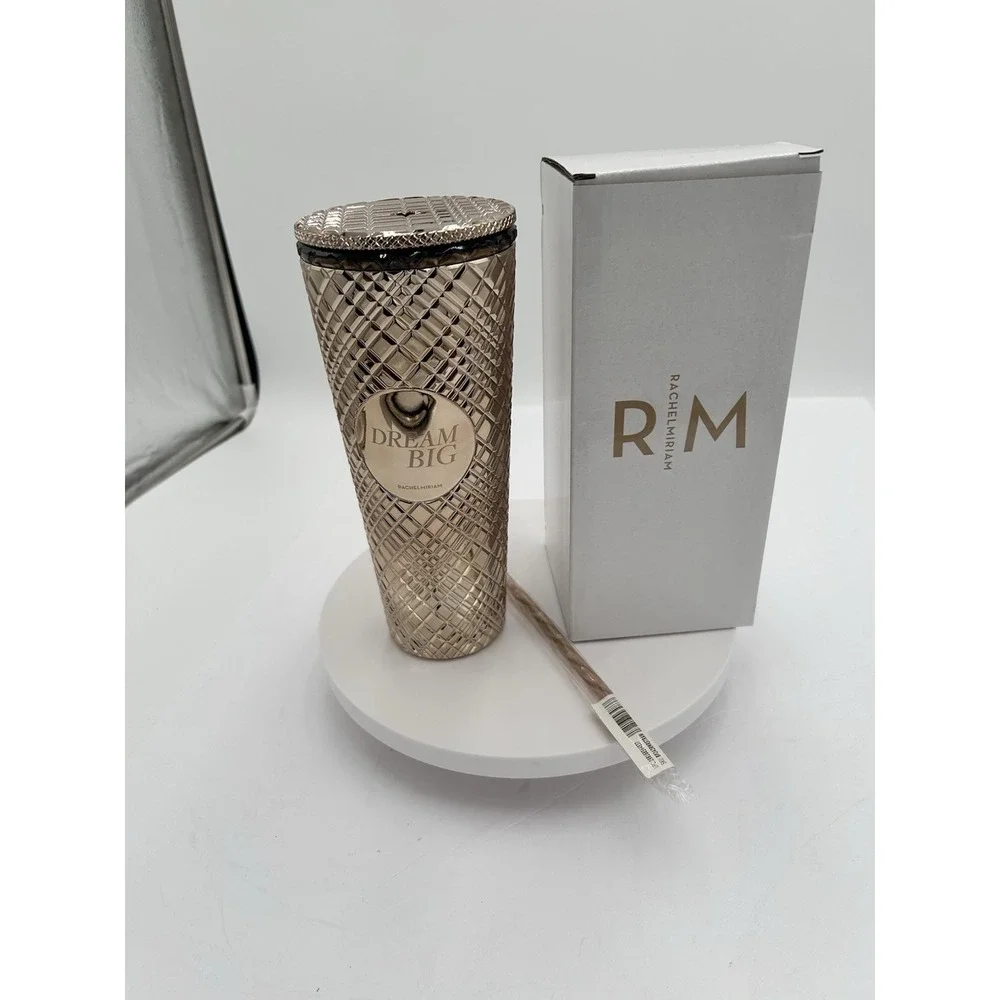 RACHEL MIRIAM Dream Big Metallic Gold Tumbler 24 oz - New in Packaging BPA Free